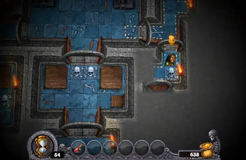 The barbarian explores the dungeon in Dark Quest
