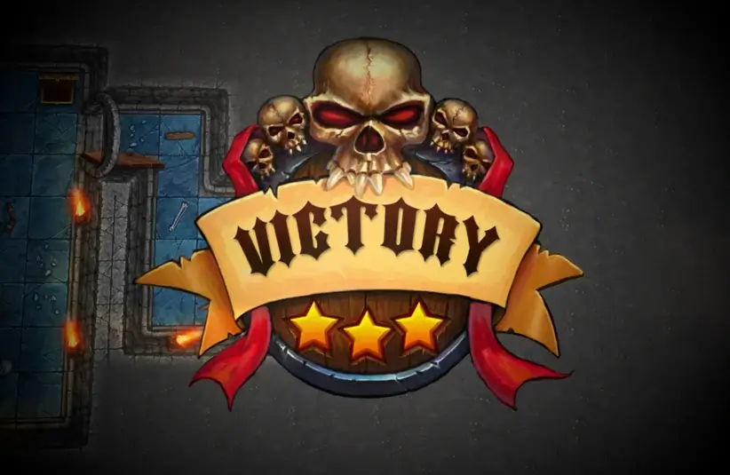 The victory screen in Dark Quest.