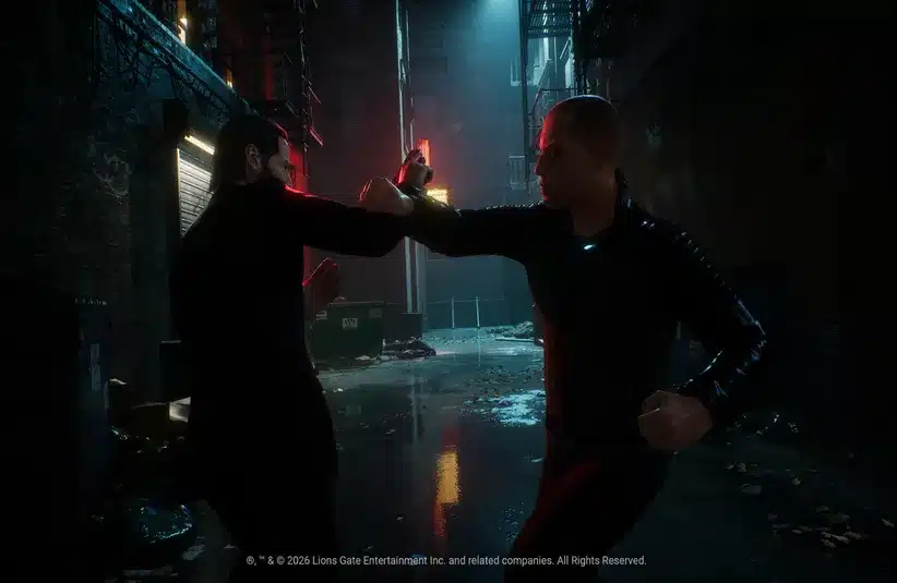 John Wick and unnamed assailant hand to hand combat in John Wick video game