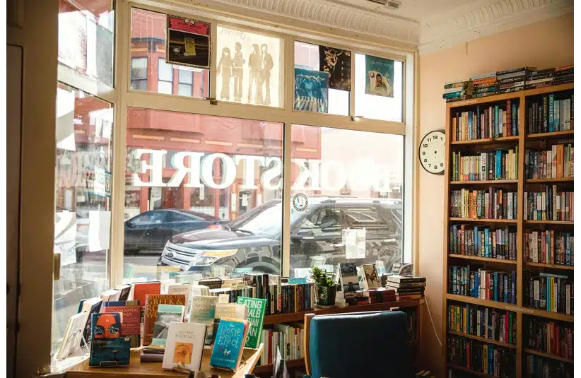 A cozy bookstore filled with many books to choose from