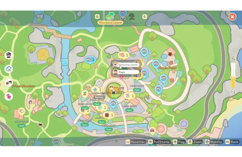 Screenshot from Starsand Island showing part of the island map, Life Sim, Seed Sparkle Lab