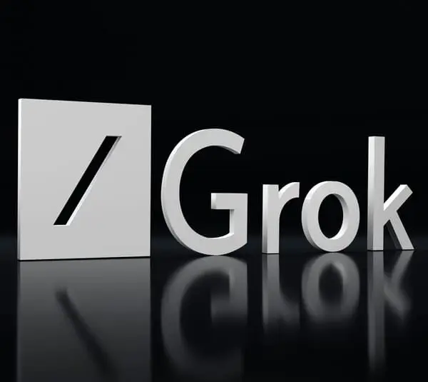 A black and white photo of the word Grok.