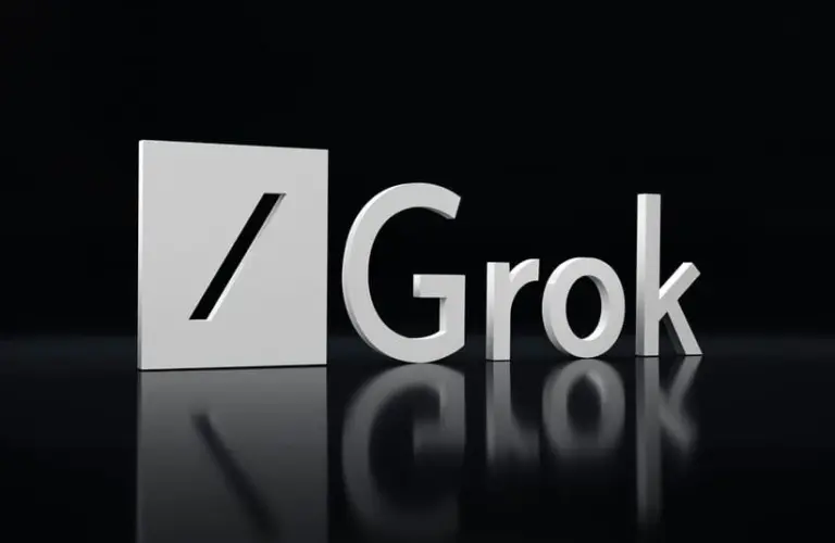 A black and white photo of the word Grok.