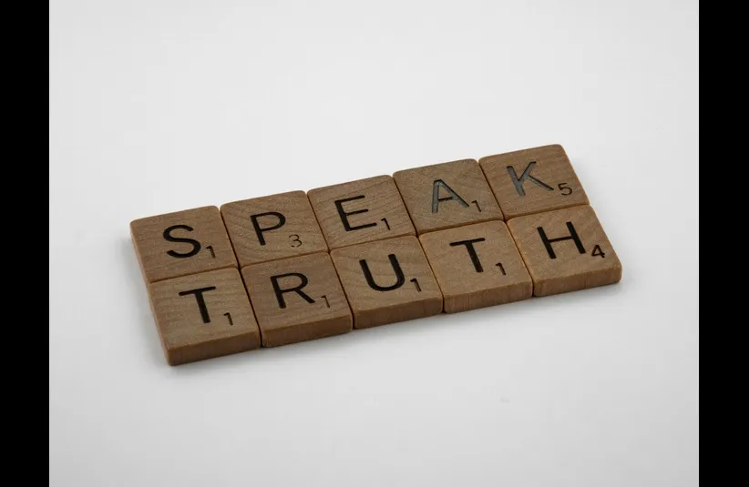 In daily devotion, a message in blocks says speak truth.