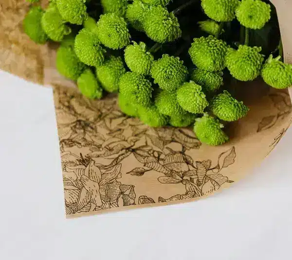 an eco-friendly valentine bouquet in a brown paper