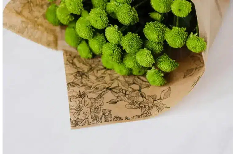 an eco-friendly valentine bouquet in a brown paper