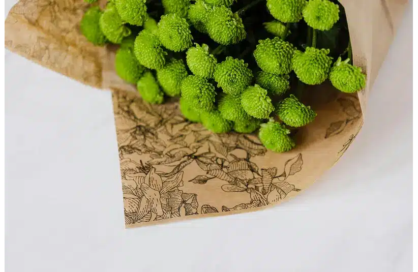 an eco-friendly valentine bouquet in a brown paper