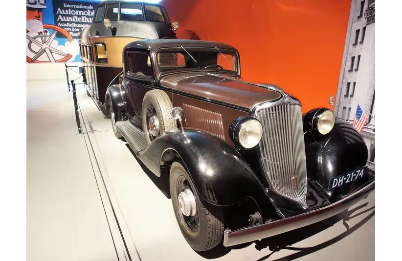 Image of black 1932 Graham Blue Streak Coupe, Curtiss Aerocar Land Yacht in the Louwman Museum.