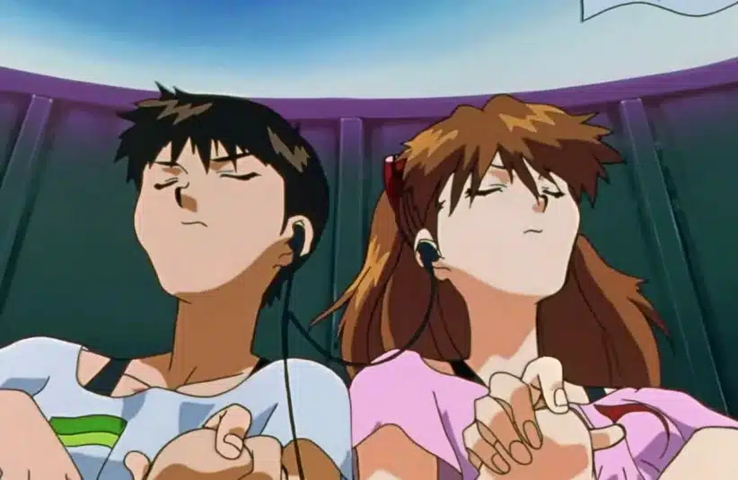 Shinji Ikari and Asuka Langley Soryu syncing.
