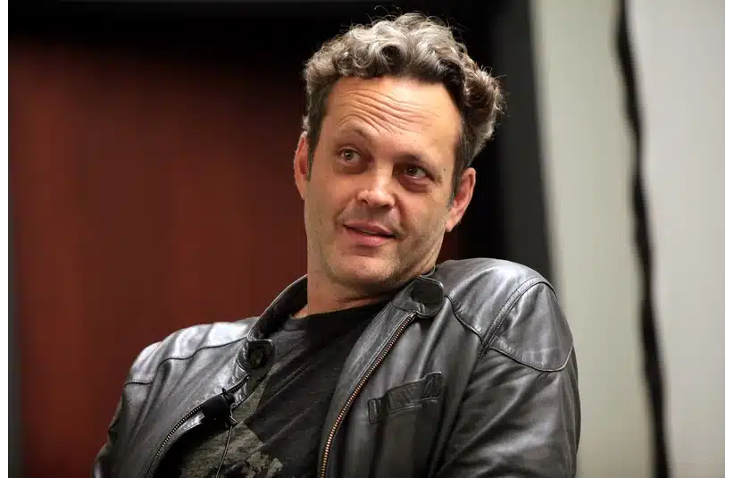 Vince Vaughn, sitting on a chair listening to questions and waiting to respond.  He was arresed for a DUI/DWI back in the day.