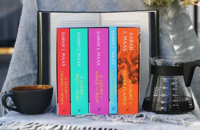 ACOTAR book series with coffee