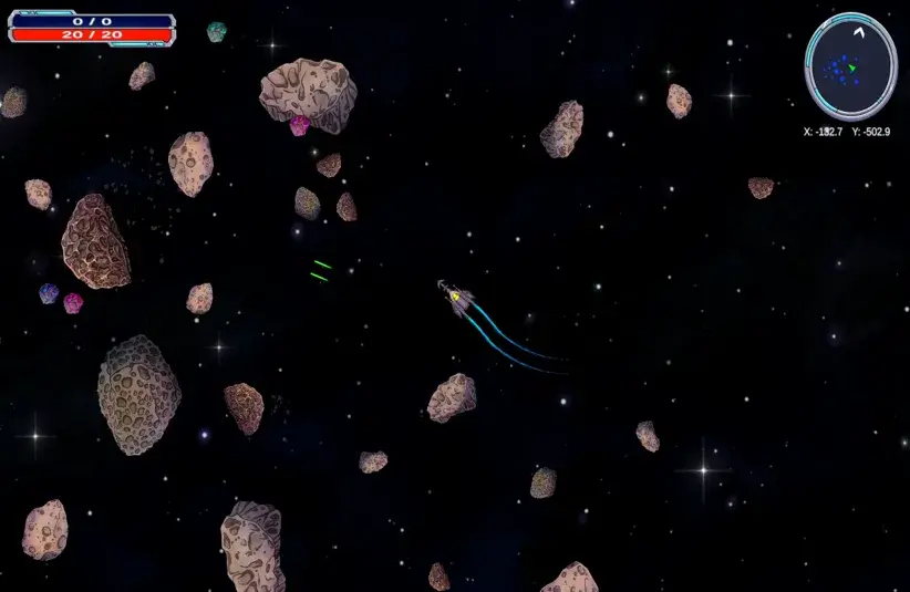 Screenshot from top-down 2D open-world space action-RPG Solar Echoes: Star Fated