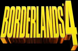 the words "Borderlands 4" in yellow bold font on a black background.