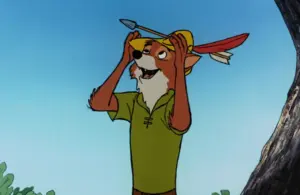 Disney's Robin Hood with an arrow through his hat