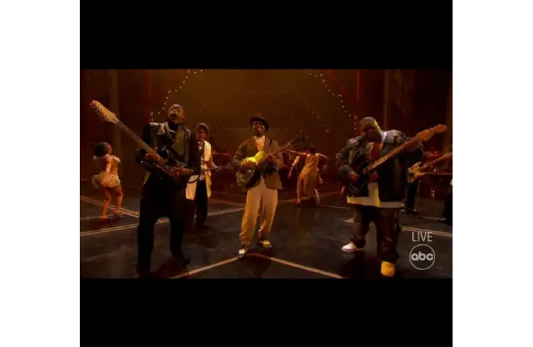 Image of performers in Sinners musical tribute at the Oscars