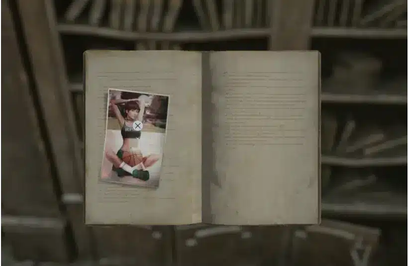 Resident Evil Requiem Briefcase Code, photo of Rebecca Chambers in RPD cheerleader outfit, the briefcase clue is on the back, Raising Rookie Rebecca