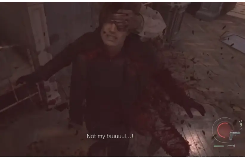 Resident Evil Requiem Leon being cut down by a chainsaw