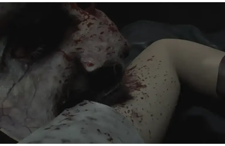 Resident Evil Requiem Grace being bitten by the infected cop