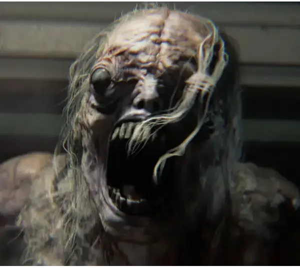 Resident Evil Requiem The Girl roaring at Grace/player will burning in the light