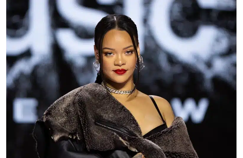 Feb 9, 2023; Phoenix, AZ, USA; Recording artist Rihanna during the Super Bowl LVII Halftime Show press conference at Phoenix Convention Center. Mandatory Credit: Mark J. Rebilas-Imagn Images