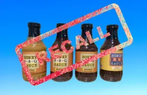 Image of Savannah Bee Honey BBQ Sauce-Mustard with Recall stamped over them