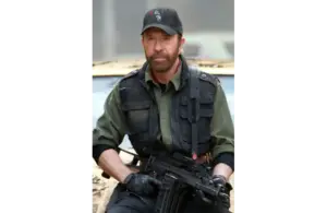 Chuck Norris in "The Expendables 2." Photo by Frank Masi, SMPSP - © Barney's Christmas, Inc.