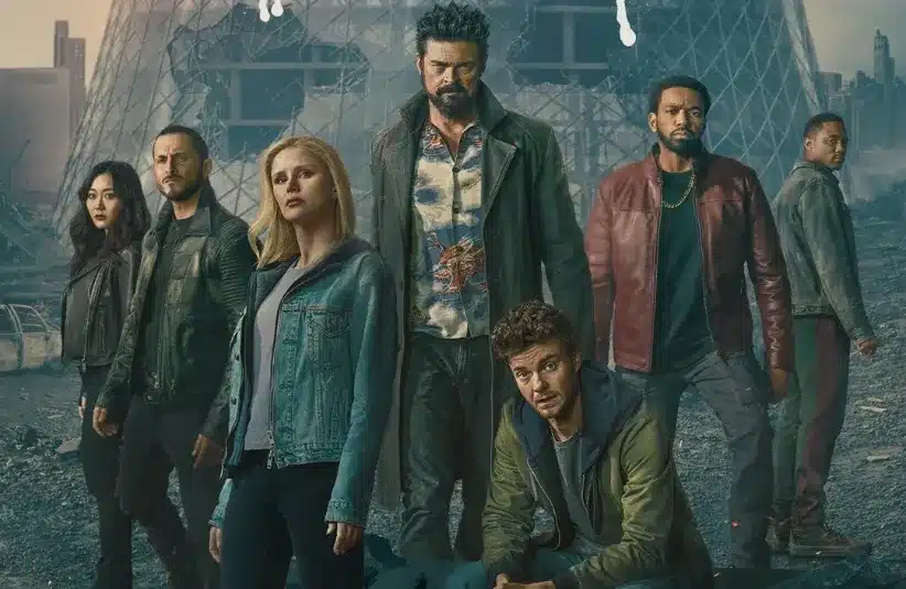 Billy Butcher and his crew on the final-season poster for The Boys, from Garth Ennis, whose comic inspired the Freddie the Fix movie