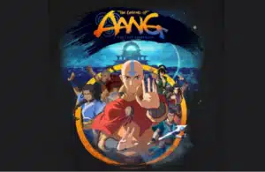 Adult Aang, Katara, Sokka, Toph, Zuko, and unnamed villain character t-shirt design