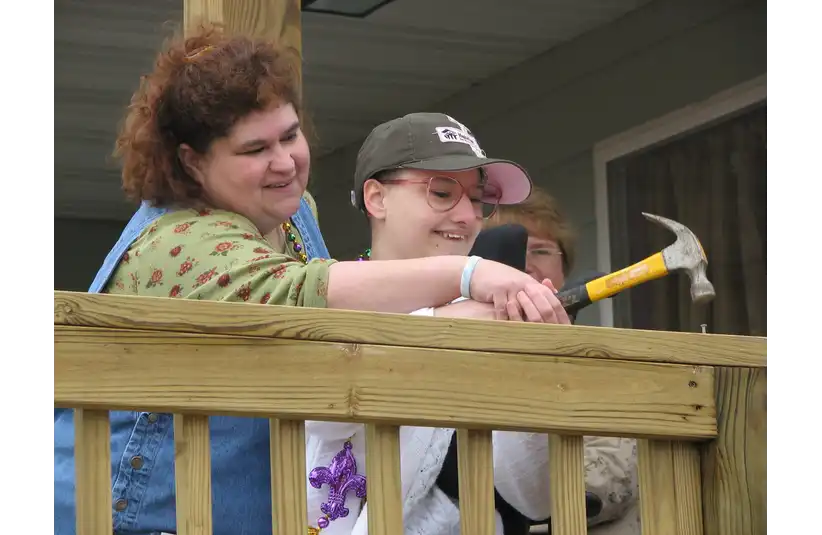 DATE UNKNOWN; Springfield, MO, USA; Gypsy Rose Blanchard raises her hammer during the dedication of her family's new home. Mandatory Credit: News-Leader-USA TODAY NETWORK