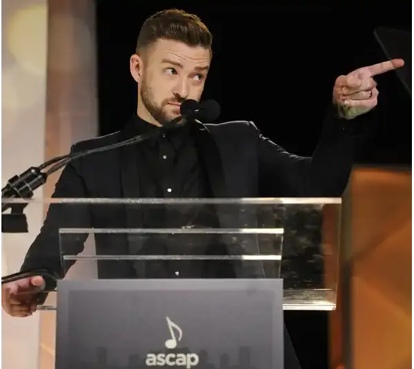 Justin Timberlake addresses the audience during the 53rd Annual ASCAP Country Music Awards event in Nashville on Nov. 2, 2015. © Larry McCormack / The Tennessean / USA TODAY NETWORK via Imagn Images