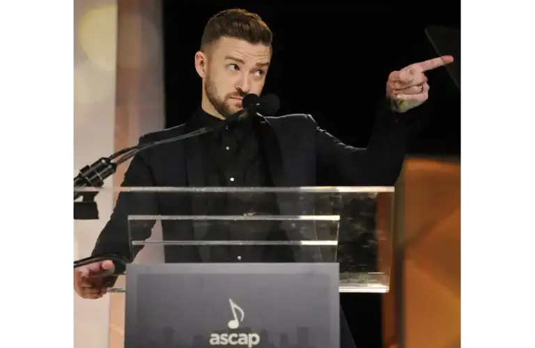 Justin Timberlake addresses the audience during the 53rd Annual ASCAP Country Music Awards event in Nashville on Nov. 2, 2015. © Larry McCormack / The Tennessean / USA TODAY NETWORK via Imagn Images