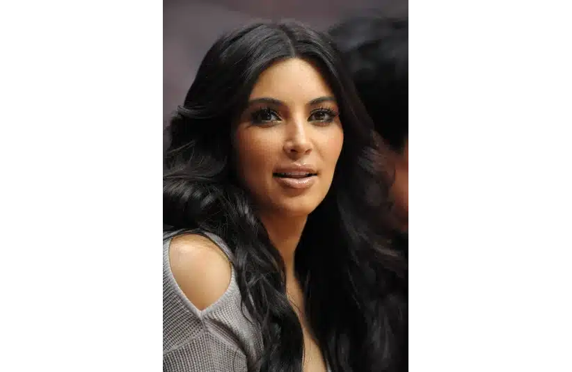 Jan 18, 2012; Los Angeles, CA, USA; Kim Kardashian reacts during the NBA game between the Dallas Mavericks and the Los Angeles Clippers at the Staples Center. Mandatory Credit: Kirby Lee/Image of Sport-Imagn Images