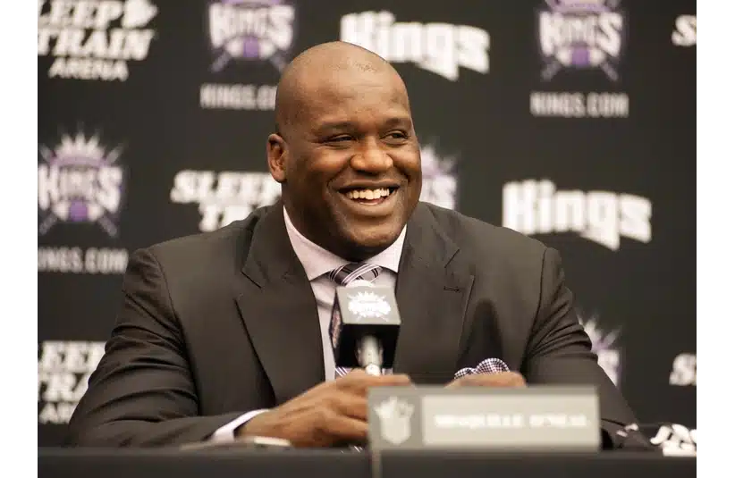 Sep 24, 2013; Sacramento, CA, USA; Sacramento Kings minority owner Shaquille O'Neal answers questions from the media during a press conference at Kings Practice Facility. Mandatory Credit: Ed Szczepanski-Imagn Images