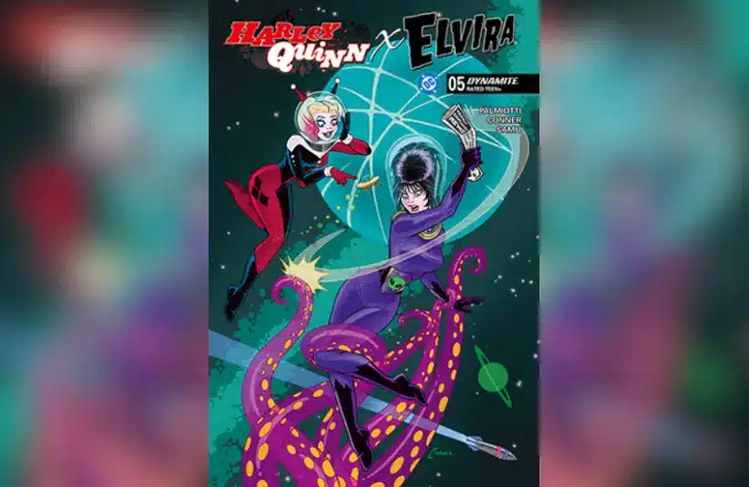 Cover for "Harley Quinn X Elvira #5." Courtesy of Dynamite.
