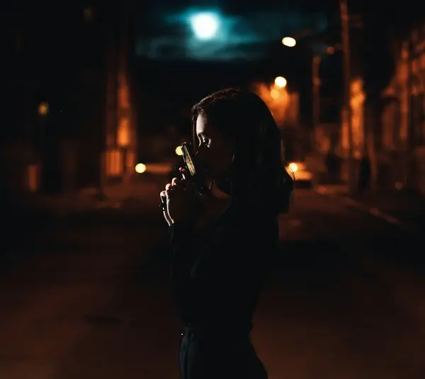 A woman about to commit a crime