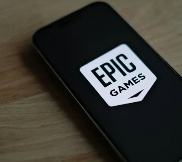 Epic Games logo on a phone.