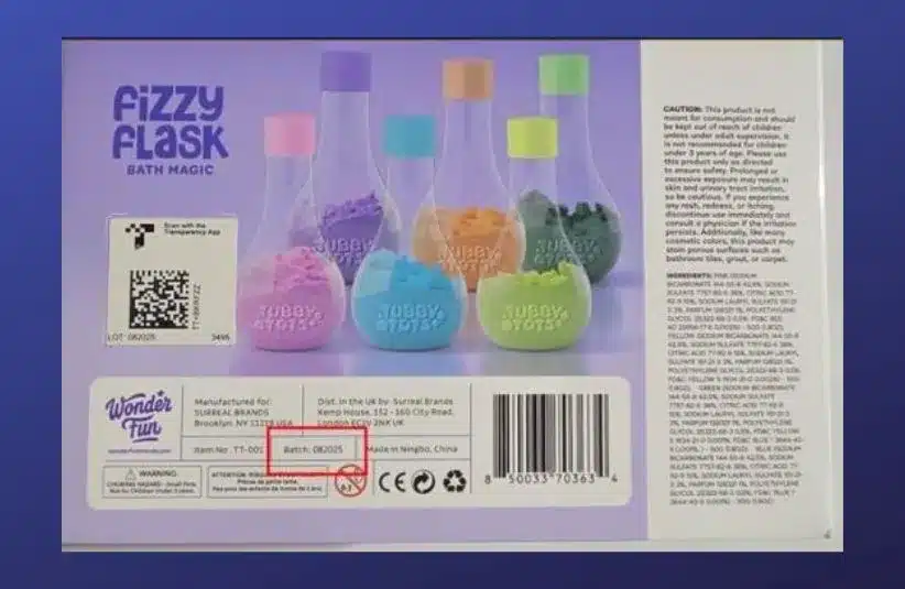 Image of Children’s Tubby Tots Fizzy Flask Bath Magic back of package