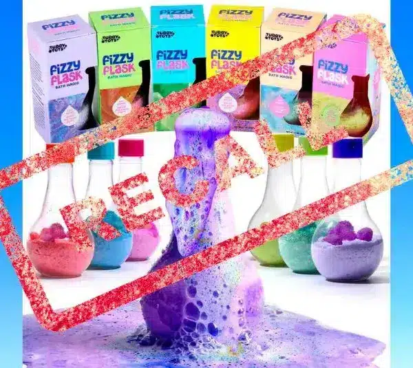 Image of Children’s Tubby Tots Fizzy Flask Bath Magic with Recall stamped over it