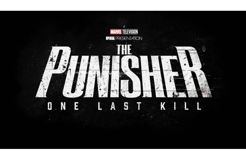 Text graphic reading "A Marvel Television Special Presentation: The Punisher One Last Kill" in bold, distressed white font on a gritty black background.