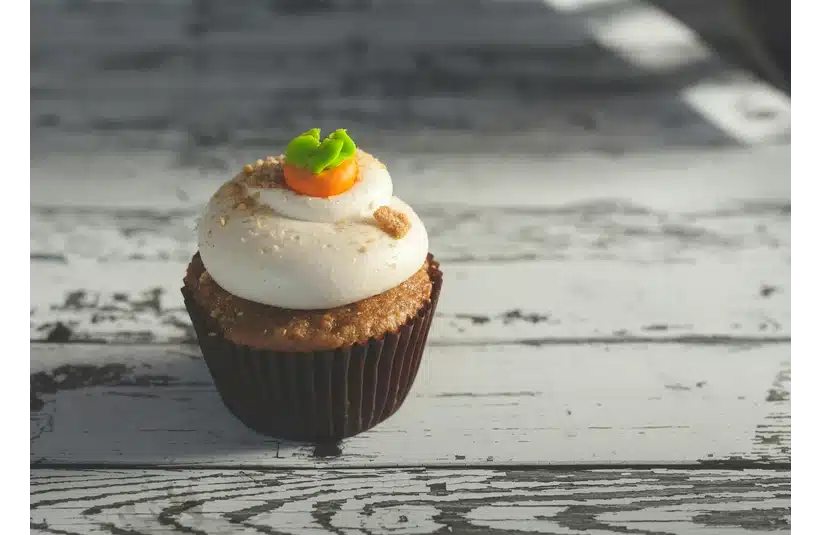 A cute festive Easter carrot cake muffin