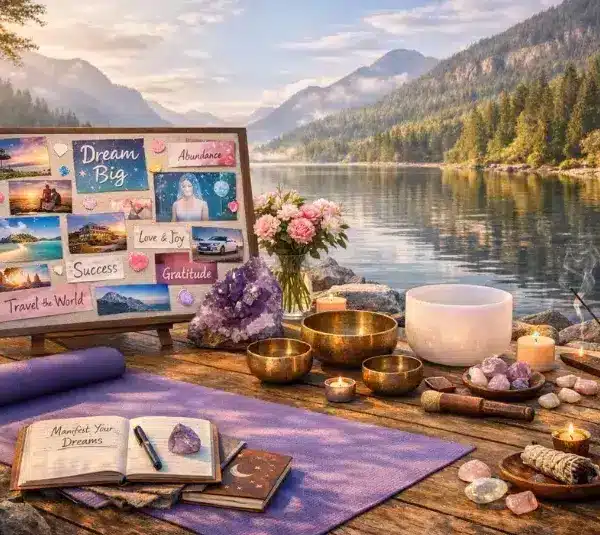 Manifestation Techniques 2026, Sound bowls, sage, incense, vision board and journaling