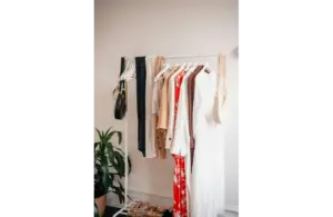 Clothes hanging on a rack representing spring style