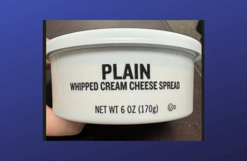 Image of Einstein Bros Plain cream cheese cup, part of a recall