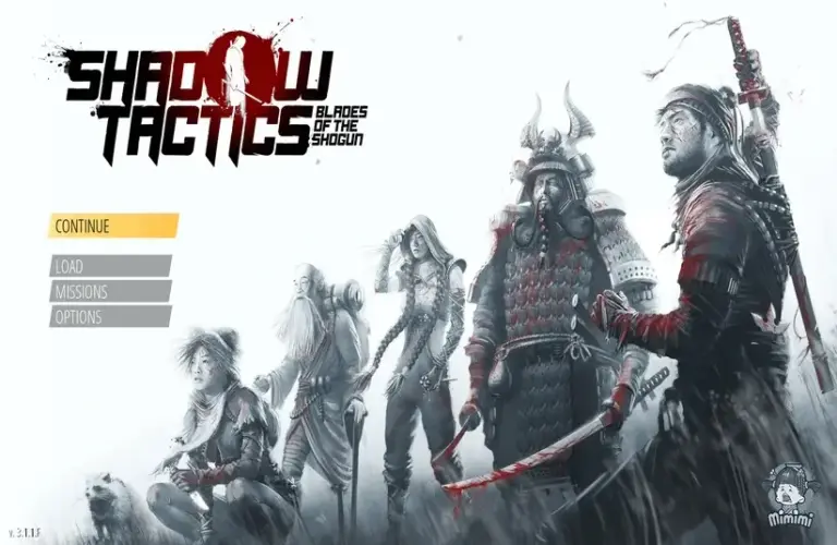 The main menu in Shadow Tactics: Blades of the Shogun