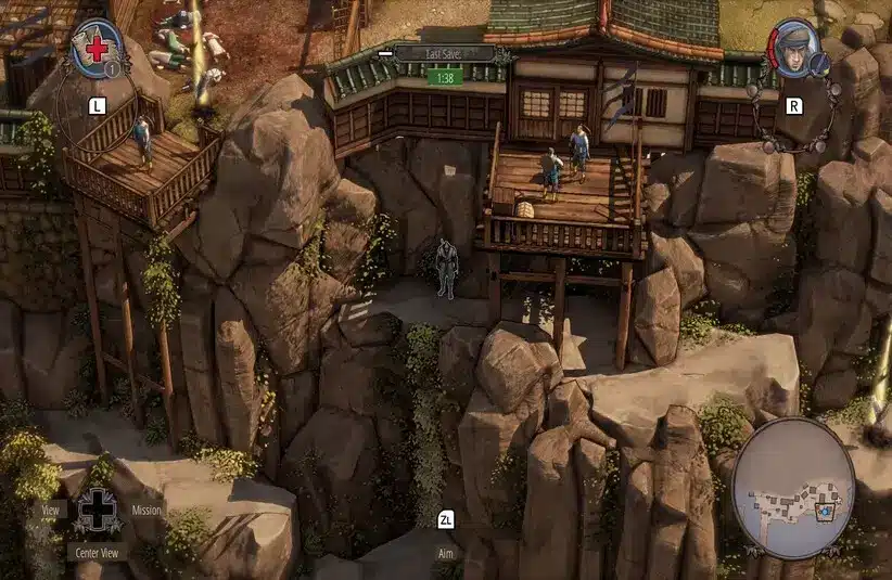 A stealth scene in Shadow Tactics: Blades of the Shogun