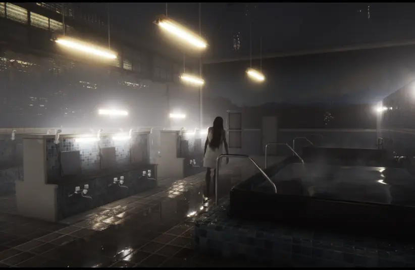 Chilla's Art, The Bathhouse is about a haunted bathhouse, a ghostly woman walking in the baths