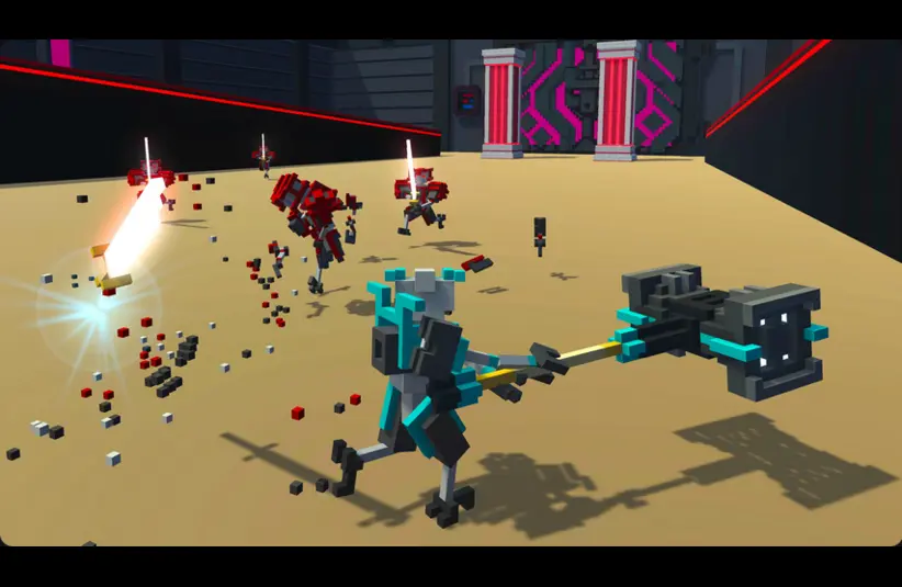 Screenshot from Clone Drone in the Danger Zone, free on Epic Games Store, April 2, fighting game