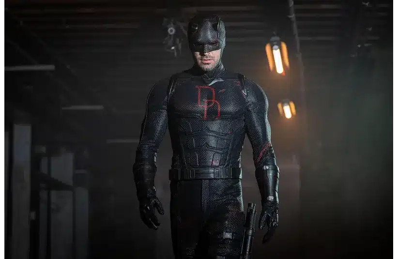 Screenshot from Daredevil: Born Again, Season 2, Episode . showing Daredevil in full costume