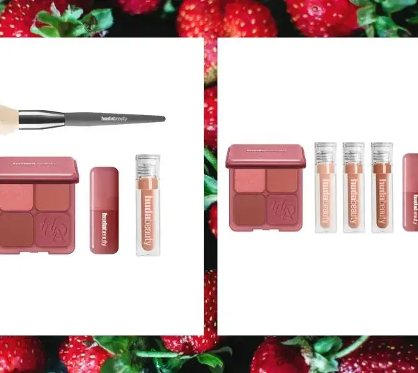 Images of Huda Beauty's Strawberry Latte collection