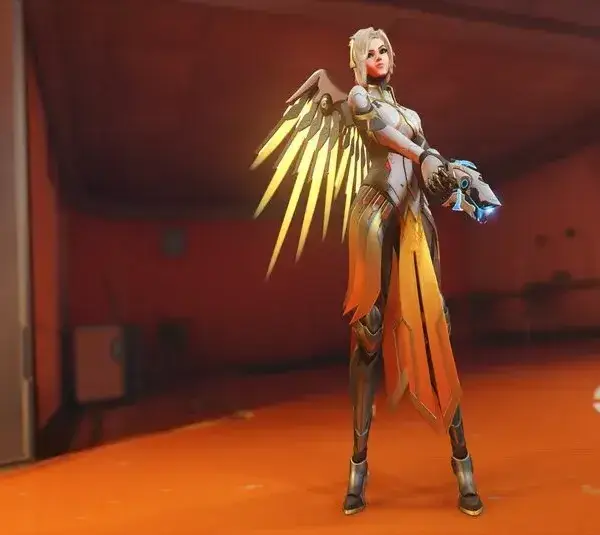 Mercy one of the heroes getting a perk to her base kit in Overwatch